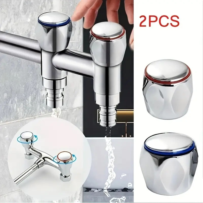 2pcs Red Blue Plastic Faucet Handles