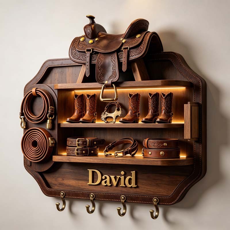 Personalized western cowboy saddle theme hooks key holder