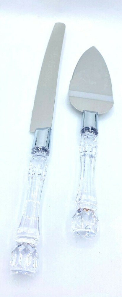 Wedding Cake Knife and Server Set, Cutting Set - Modern silver Nuestra Boda