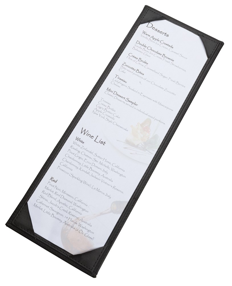 Single View Menu Cover for 4-1/2x14'' Insert, Black (10 Each)