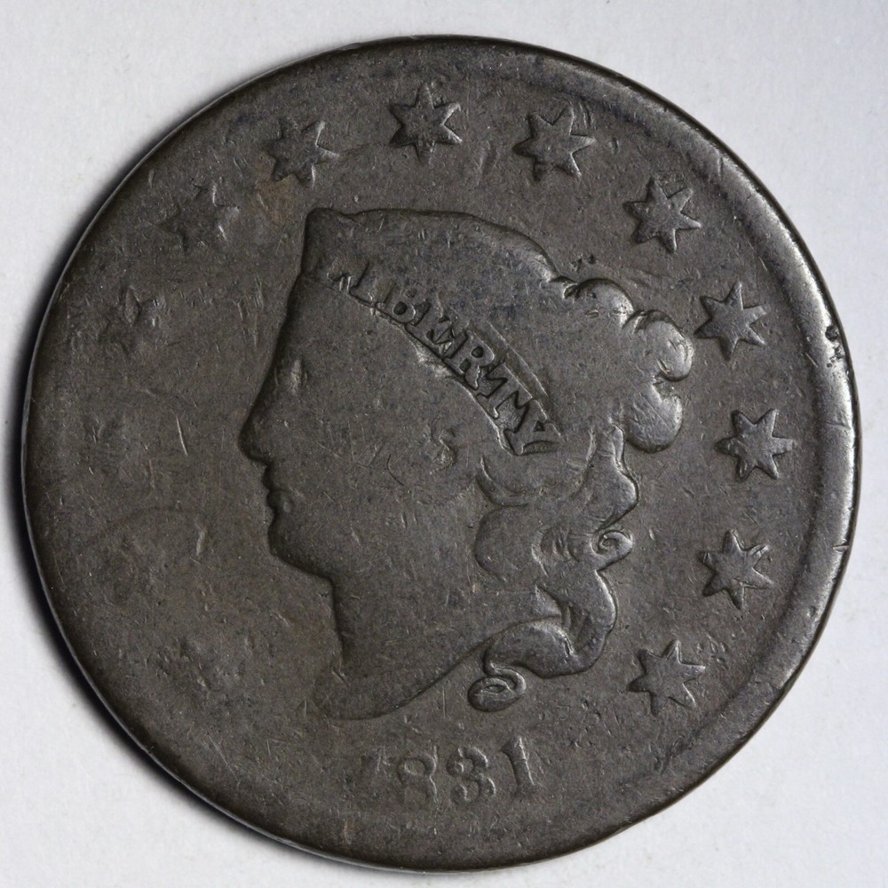 1831 Coronet Head Large Cent CHOICE VG E132 T