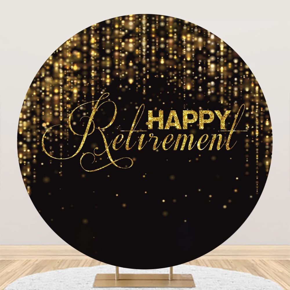 AWERT Polyester Diameter 7ft Happy Retirement Round Backdrop Photo Studio Props