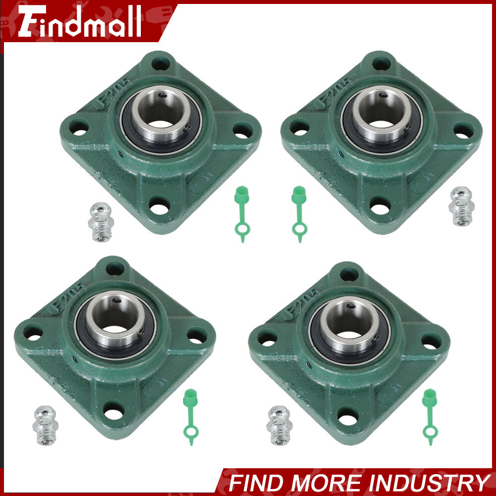 4 PCS UCF205-16 Solid Base Pillow Block Flange Bearing 1" Bore 4 Bolt