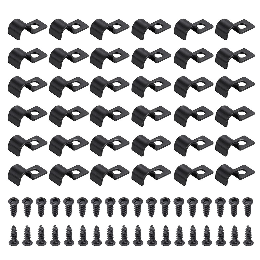 40Pcs 10mm(3/8") One Hole Pipe Strap, U Brackets Conduit Clamp, Black