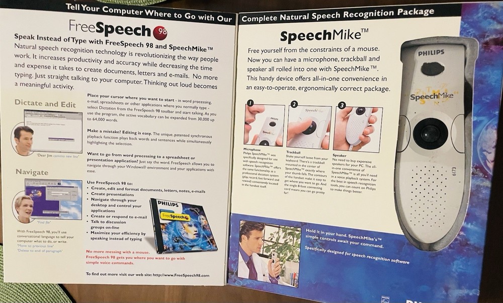 Philips Speech Recognition FreeSpeech 98 SpeechMike Microphone Trackball