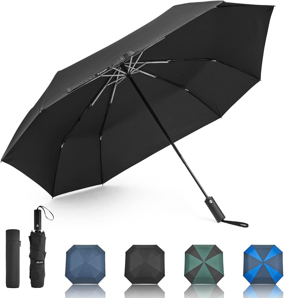 54 Inch Large Golf Umbrella, Automatic Square 3 Folding Windproof Compact Travel