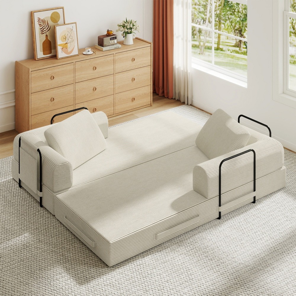 Modern Compression Sofa Folding Sleeper Sofa Bed Floor Couch w/ Sturdy Frame