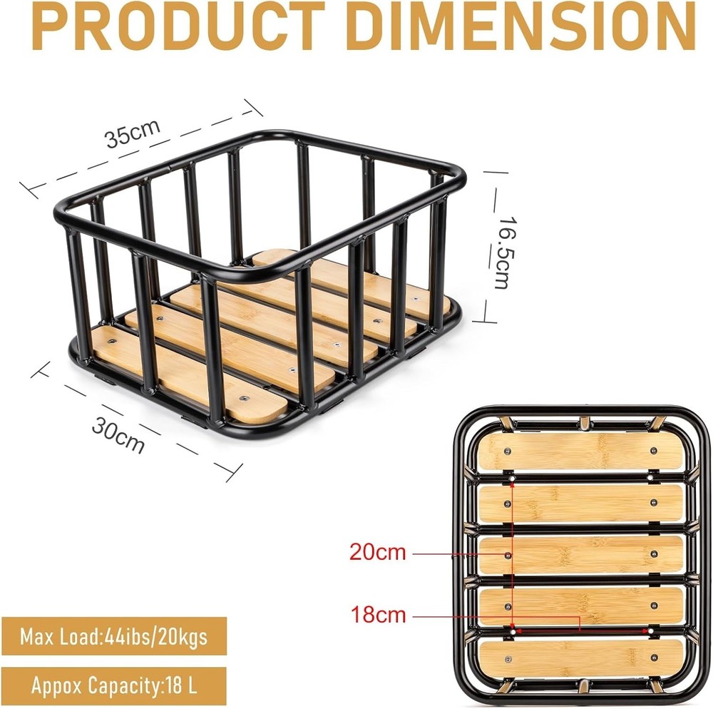 Multi-Purpose Large Bicycle Basket - Rack Mount with Easy Installation Features