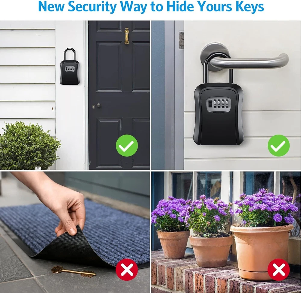 Key Lock Box for Outside-Combination Lockbox for House Key-Portable/Wall Mounted