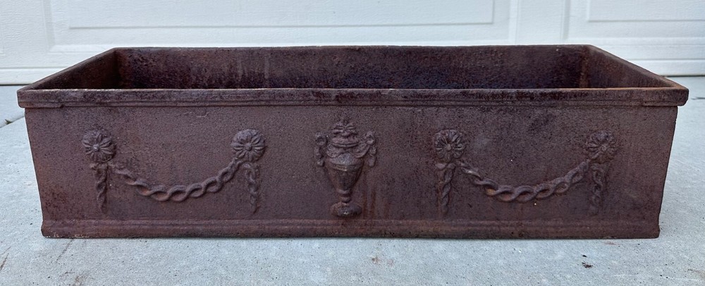 French Louis Seize Cast Iron Rectangular Planter, 19th Century
