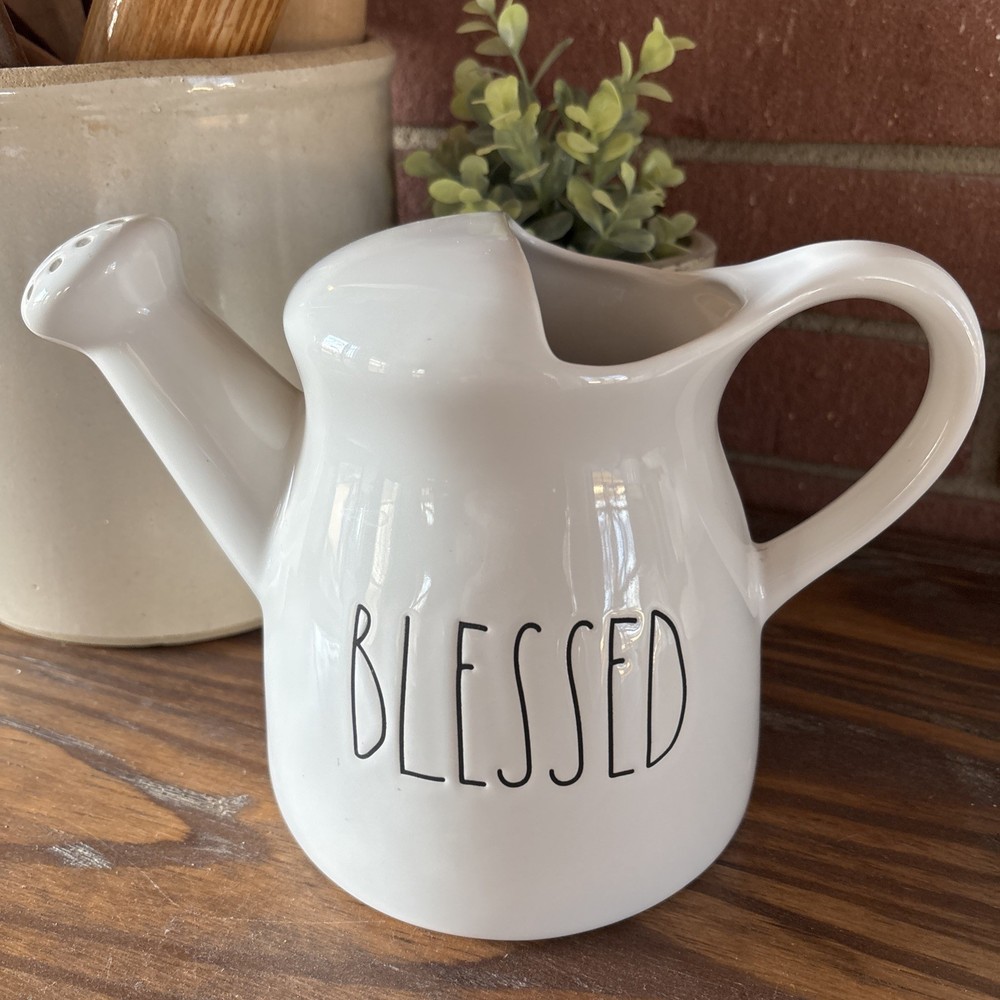 Rae Dunn “BLESSED” Ceramic Watering Can No Cracks Or Chips