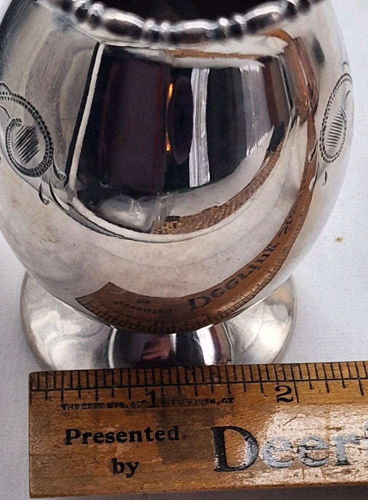Vintage Sheffield England Silver Plated Hand-Engraved Creamer