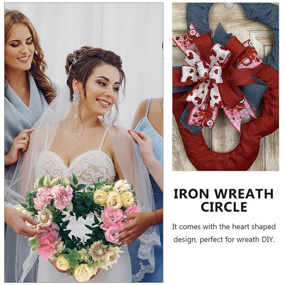 4 Pcs Heart Wreath Form Wire Frame DIY Hanging Floral Making Ring