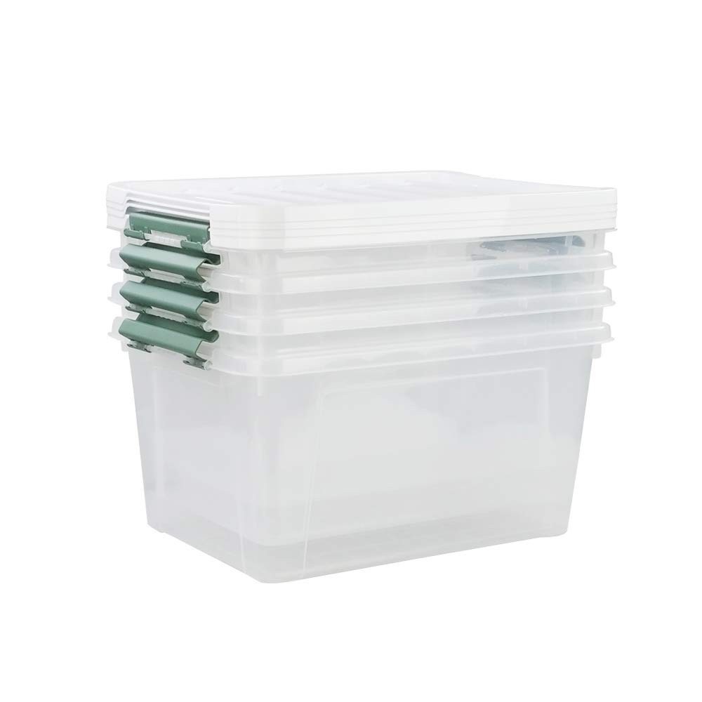 20 Quart Clear Storage Bins with Lid and Handle, Multipurpose Stackable Plast...