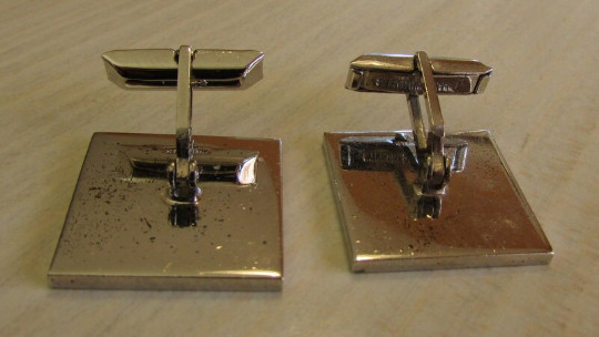Sterling Silver Brushed Finish Square Cuff Links +