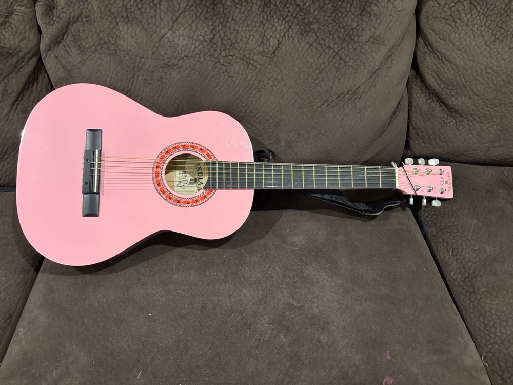 INDIAN STK Pink Classical Guitar 6 String Right-Handed with Strap