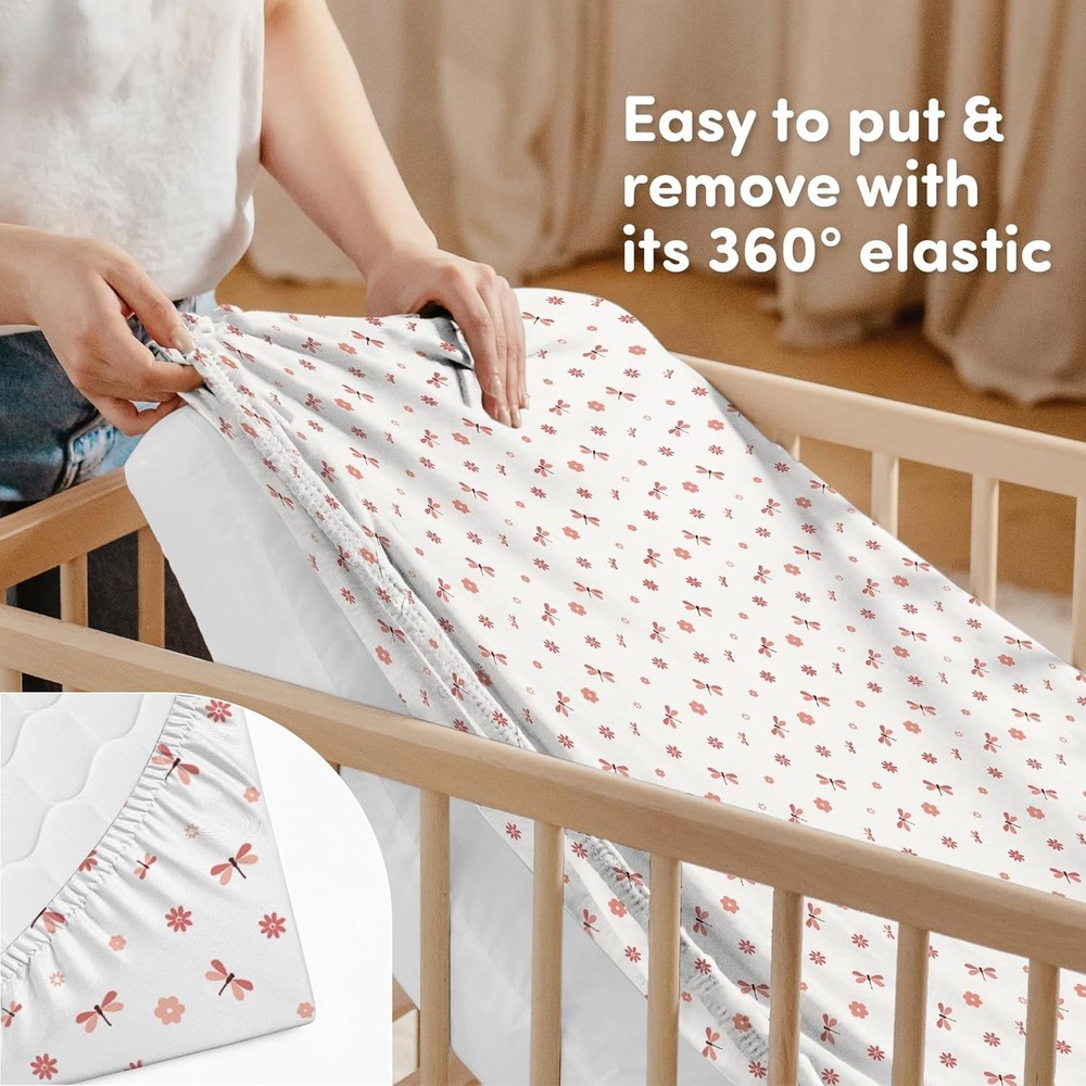 Sweety Fox 2-Pack Fitted Crib Sheets, 52"x28", Dragonfly Pattern (NEW)