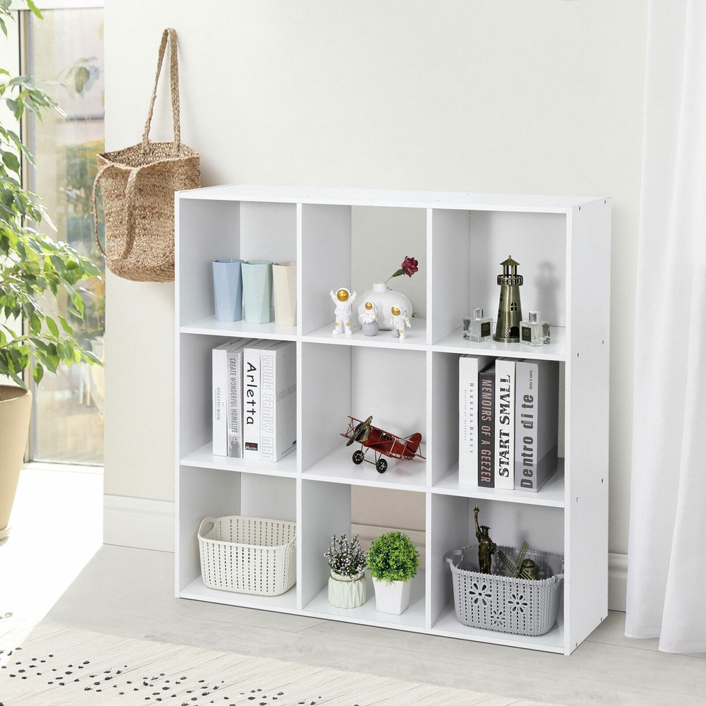 9-Cube Storage Closet Cube Organizer Bookcase Shelving Home Office White