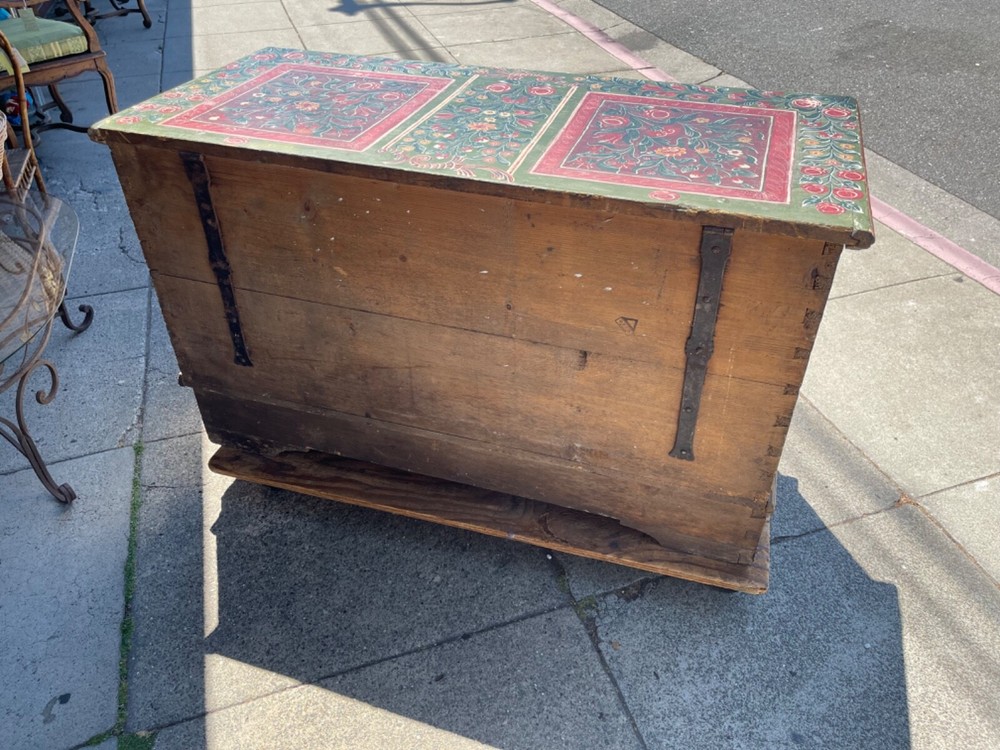 Hand Painted Trunk Romanian Fold Art 1910