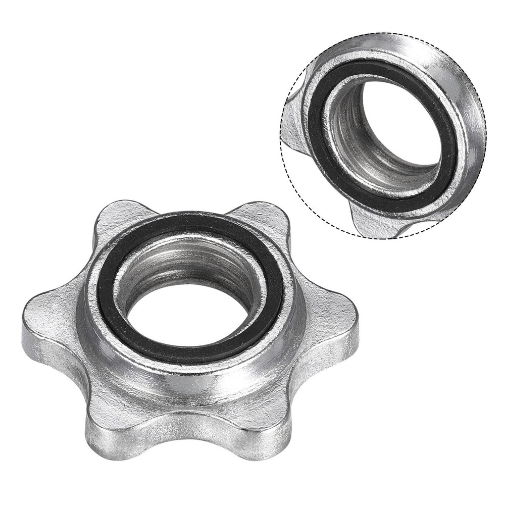 Hexagonal Handlebar Nut, 2pcs 28mm Non-slip Spin Lock Collar Screw Silver