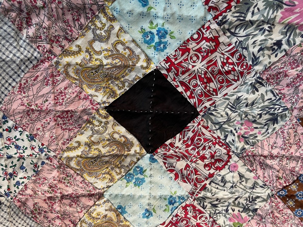 100% Cotton New Handmade Patchwork Quilt–Vintage-Patchwork 73"x62" Needs Border