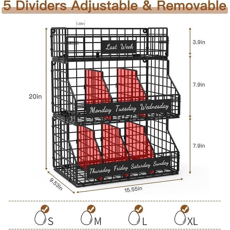 3 Tier Stackable Egg Organizer W/ Dividers Labels Fresh Egg Storage Countertop