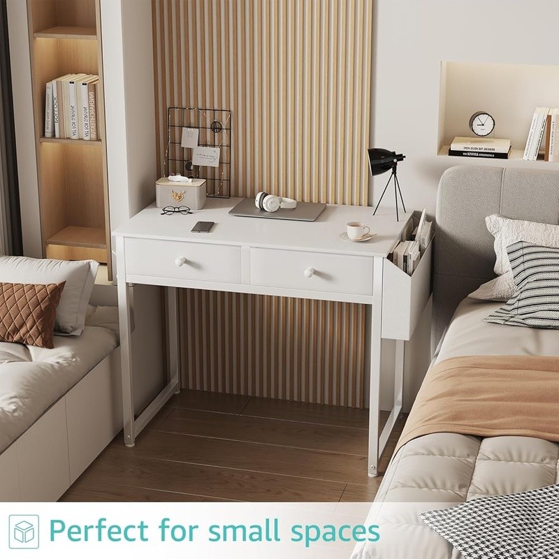 Compact Computer Desk Modern Style 2-Tier Storage Easy Assembly Sturdy Design US