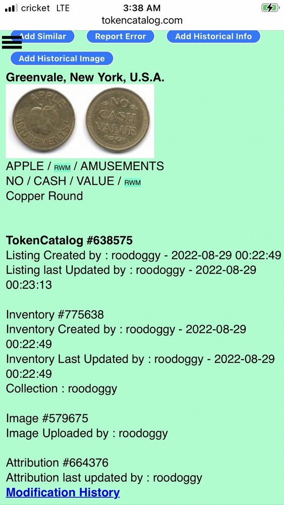 Apple Amusements Greenvale, NY Arcade Game Token 22mm
