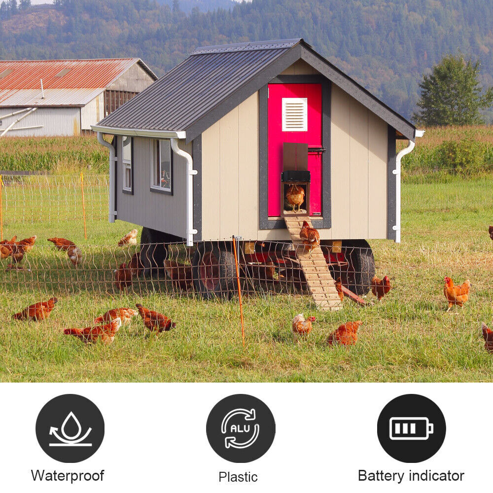 Chicken Coop Door Automatic Waterproof With Light Sensor Poultry Gate Hen NEW