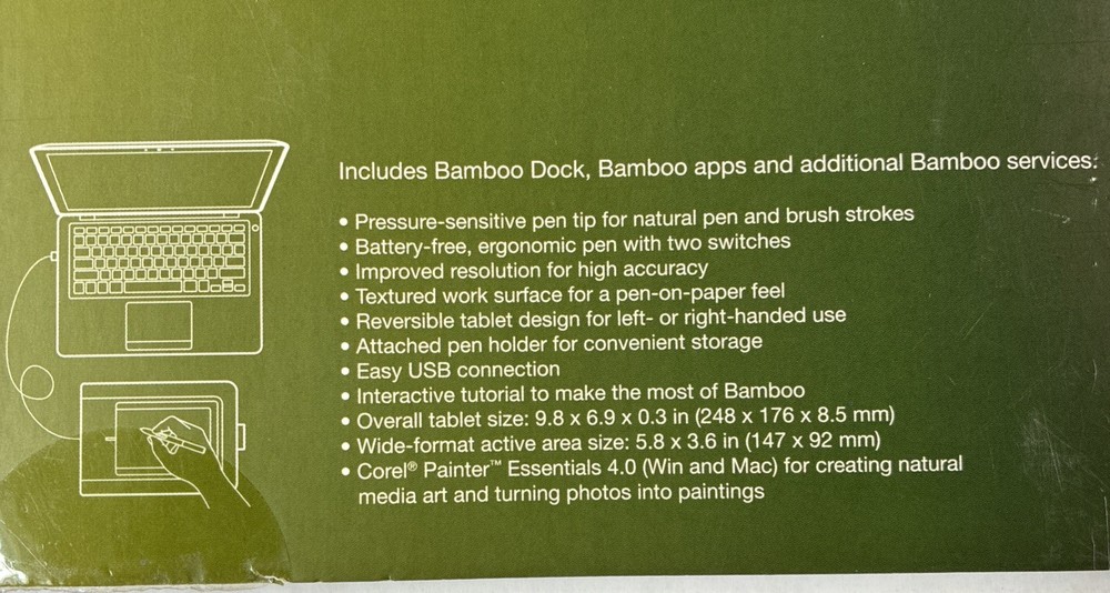 Complete Wacom Bamboo Tablet – Pen, Cable, Box Digital Art Tested & Working