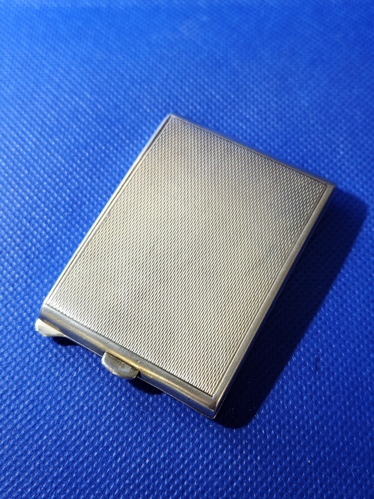 Antique British Solid Sterling Silver Guilloche Enamel Match Vesta Case Hallmark