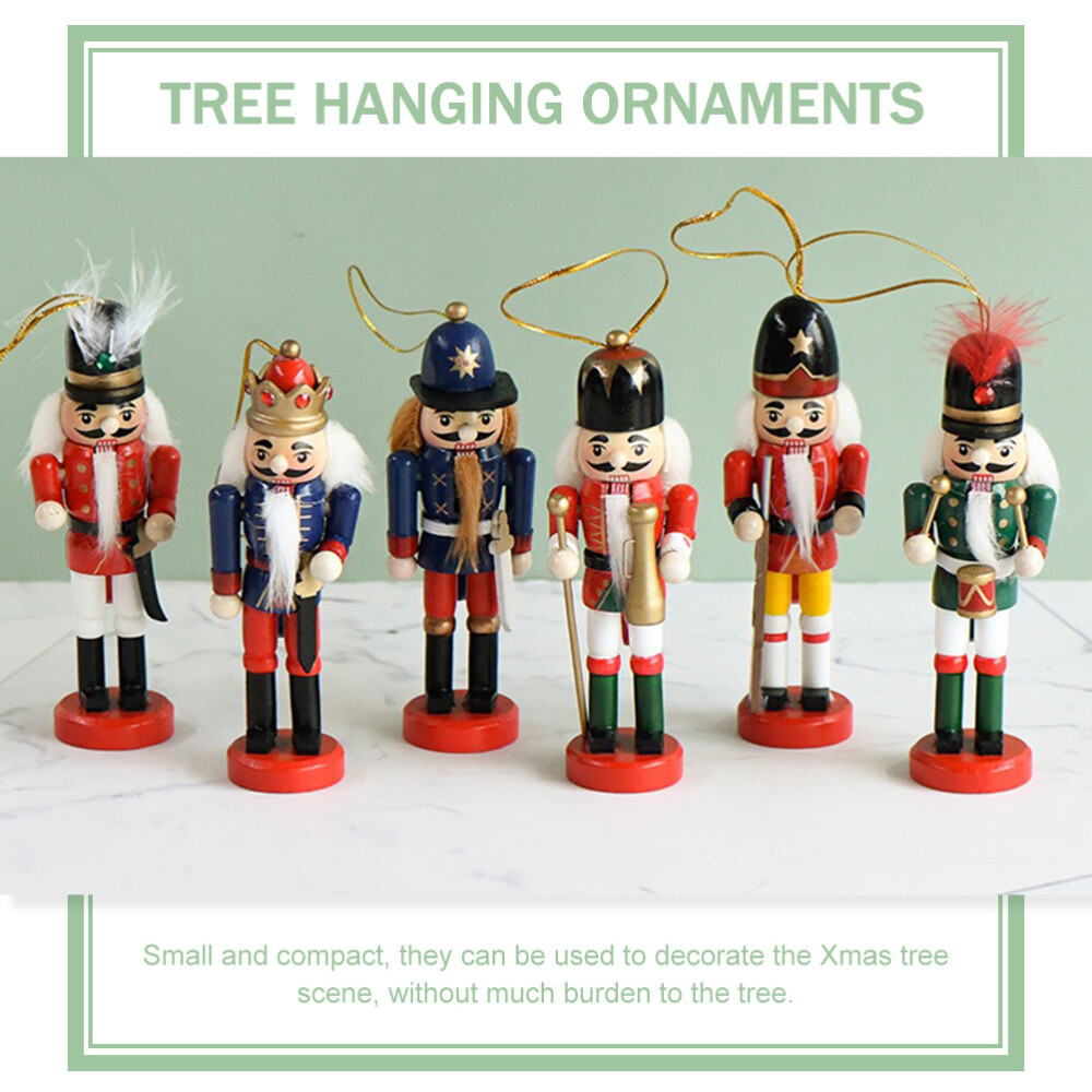 6pcs Indoor Christmas Nutcracker Figures Xmas Tree Ornaments