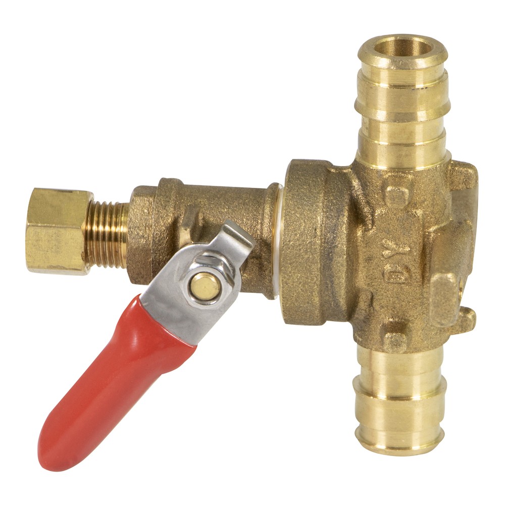 1/2"in PEX B x COMPRESSION Ice Maker/Humidifier Shut Off Valve Drop Ears Brass