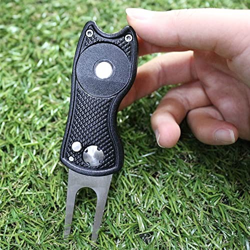Golf Ball Marker Divot Tool Sets Switchable Repair Tools(Skull Black