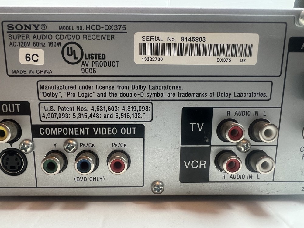 Sony HCD-DX375 Super Audio CD.DVD Receiver