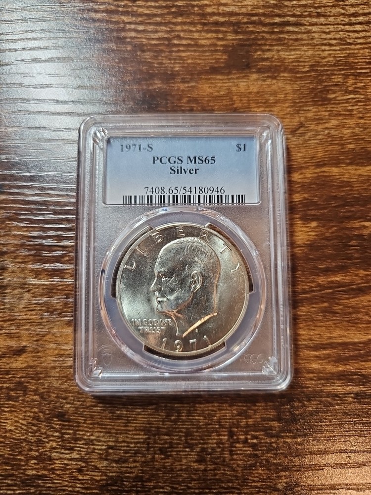 1971-S $1 PCGS MS65 MS 65 Eisenhower "Ike" Silver Dollar 40%