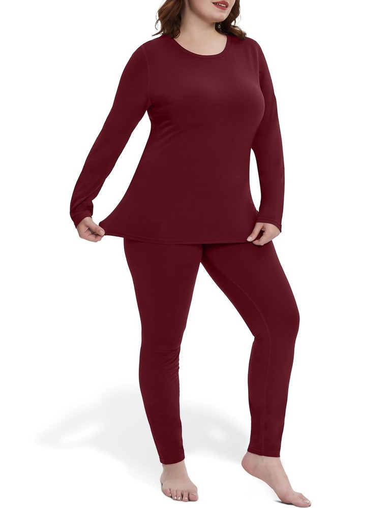 Women’s Plus Size Thermal Long Johns Sets Fleece Lined Base Layer Cold Weathe...