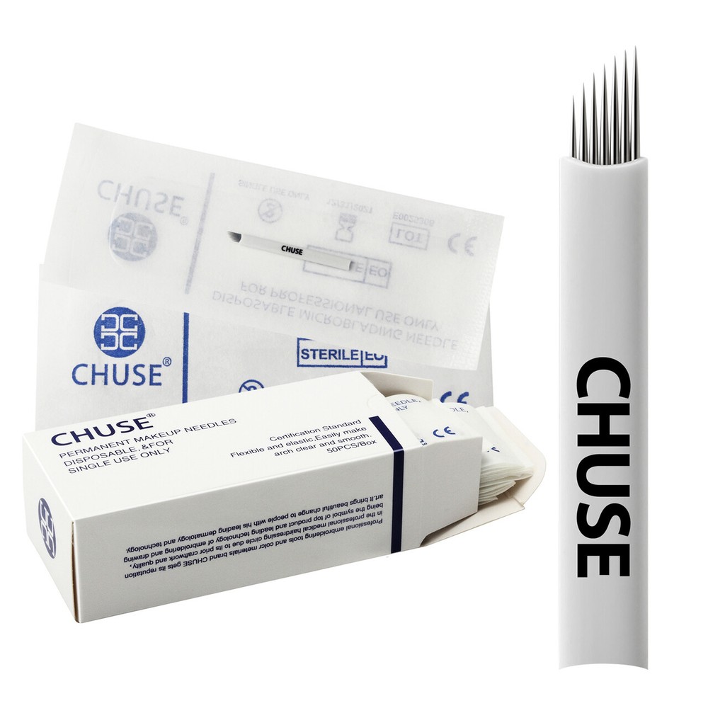 CHUSE 50pc Microblading Needle Permanent Makeup Eyebrow Manual Tattoo Blade 7-21