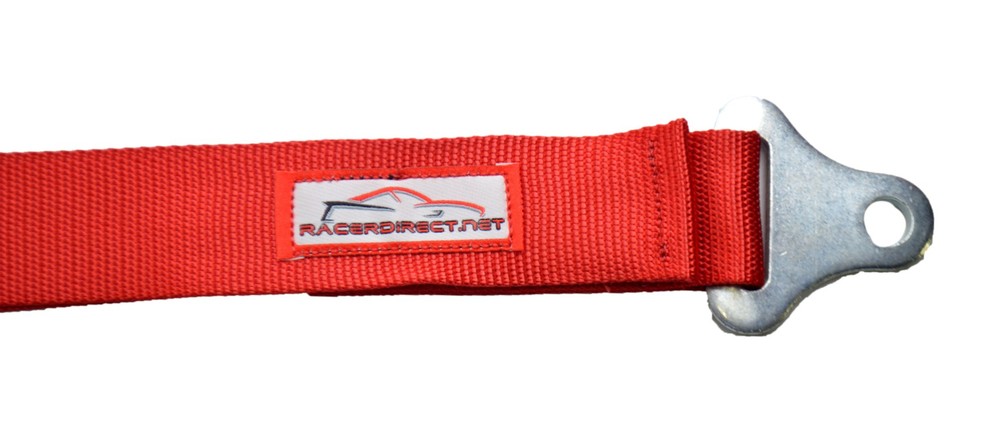 2" RED 4 POINT SEAT BELT HARNESS PULL DOWN LAP BELTS FLOOR MOUNT PUSH BUTTON