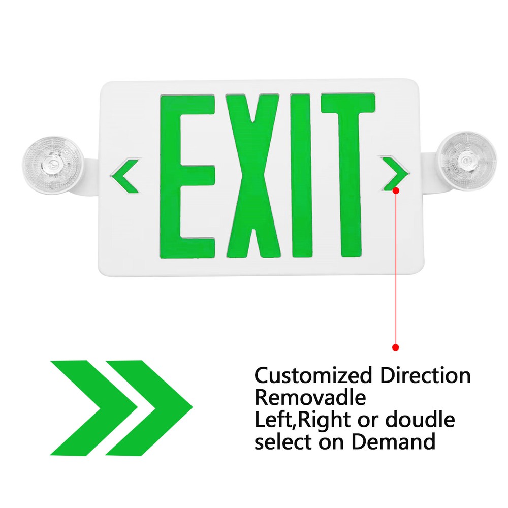 2 Pack Green LED Exit Sign, UL-Listed Emergency Light - Dual LED Lamp ABS Fire