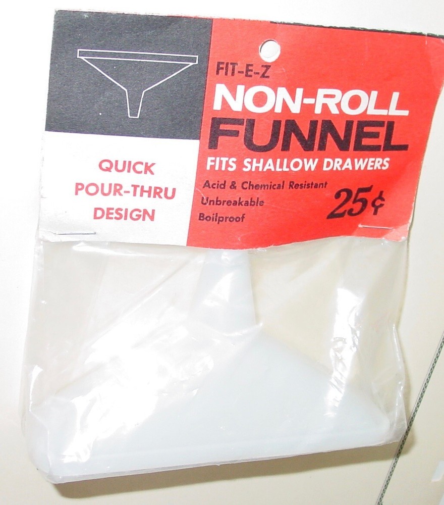 No Roll Funnel Vintage Multi Purpose Use Plastic Kitchen Drawer Hobby USA NOS