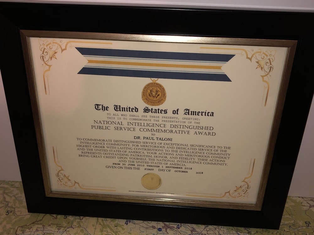 NATIONAL INTELLIGENCE DISTINGUISHED PUBLIC SERVICE COMMEMORATIVE CERT. Type-1