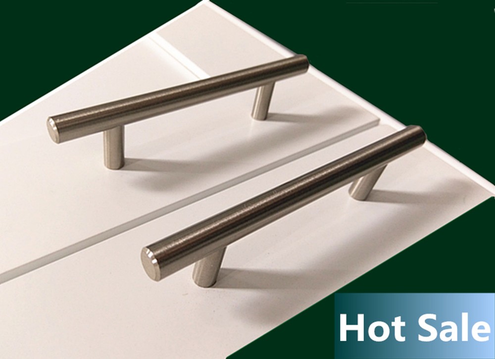 Solid Bar Pull Kitchen Cabinet Handles 3-3/4" Hole 6 inch CABINET PULLS Knobs BN