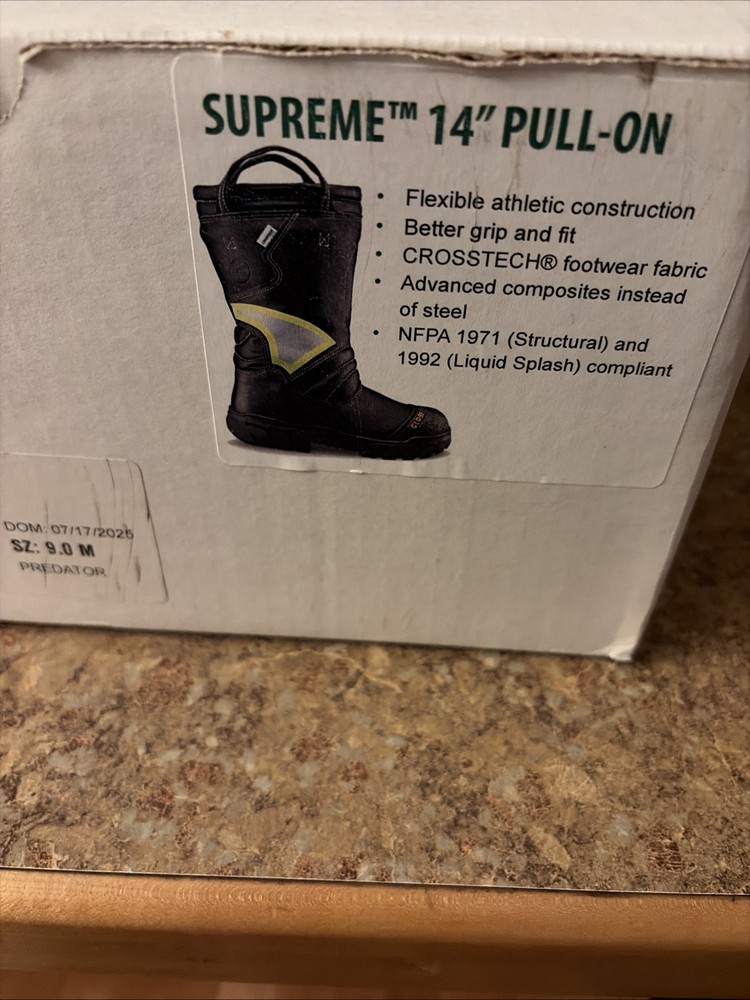 Globe Men's Supreme 14" Structural Fire Boot Pull-on Leather Comfort Work Safety