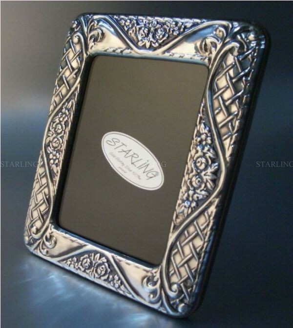Exclusive Victorian Photo Frame Solid 925 Sterling Silver Mahogany Back-V2