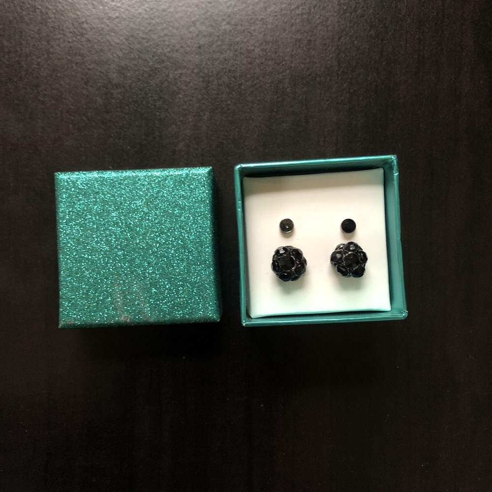 Vintage Black Stud Earrings Gift Box Set