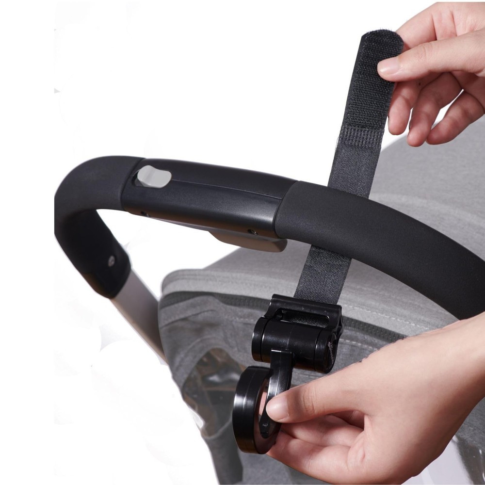 SUNVENO Stroller Hooks 2 Pack, 360° Rotating Universal 2 Black