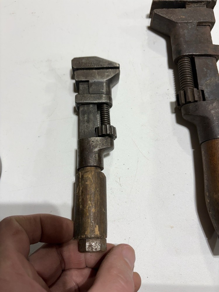 Pipe Wrenches Wood Handle Vintage