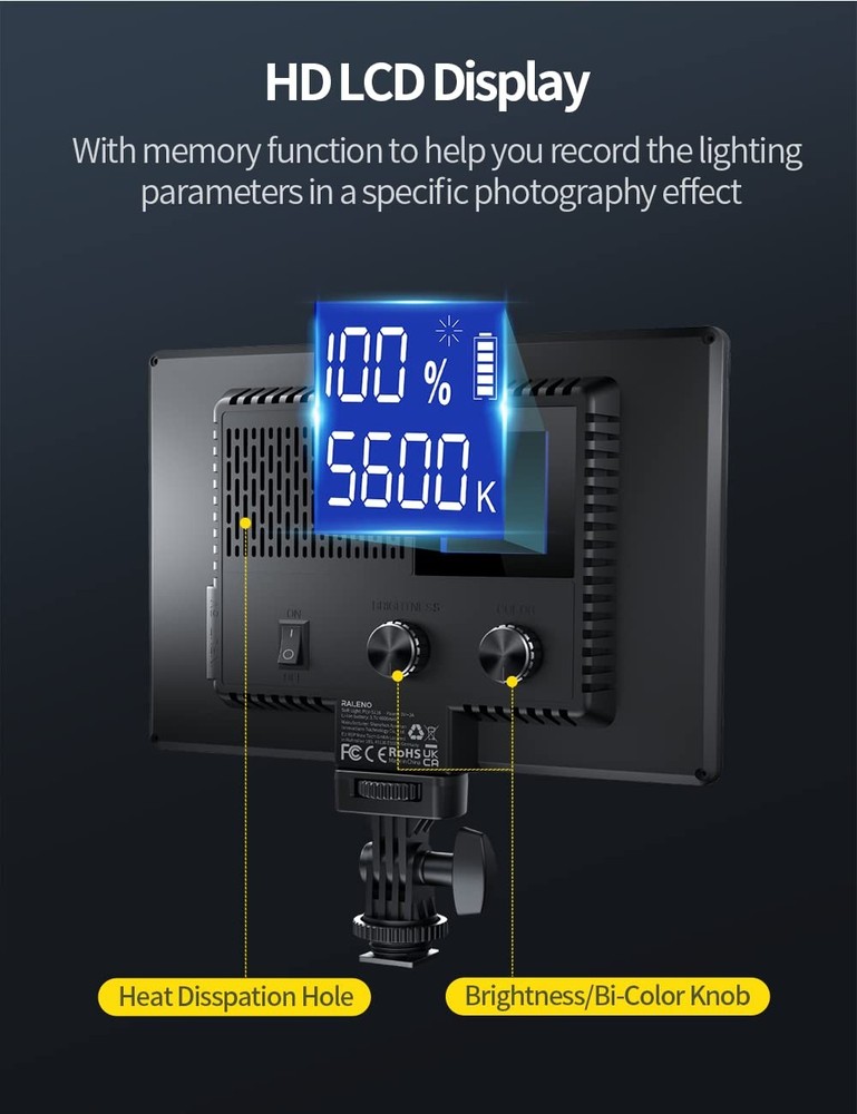 RALENO LED Video Light Panel, Camera Light for Video Conference Recording wit...