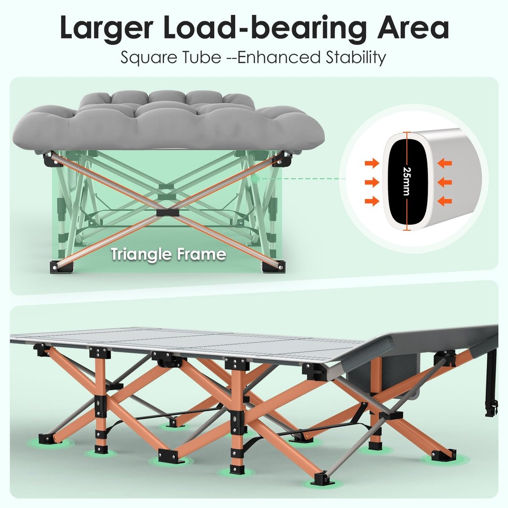 Camping Cot, Folding Camping Cot Bed for Adults Sleeping 1200D Double Layer O...